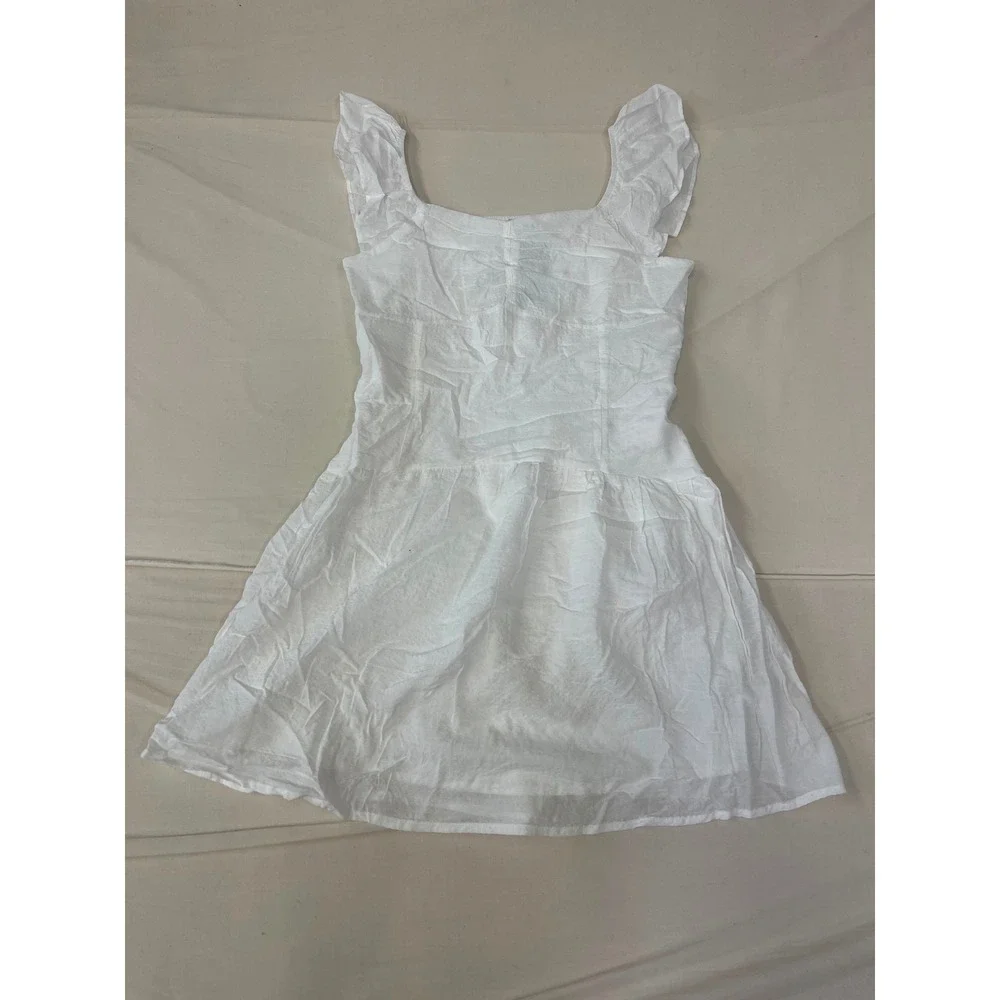 Girls White Smocked Ruffle Sleeve Dress XXL 16/18 NWT